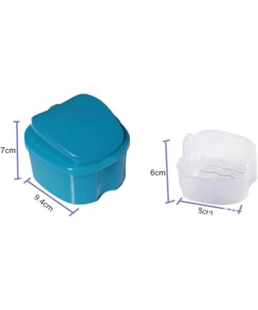 2PCs Prosthesis Case & Cup Set - Compact Bath Box for False Teeth | Dark Blue Full Protection & Sieve - Buy Online on GoSupps.com