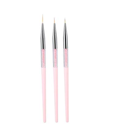Nail Art Dotting Liner Brush, 3pcs UV Gel Painting Pen Drawing Tool Set Rhinestone Handle, UV Gel Dotting Painting Drawing Polish Manicure Tools(pink)