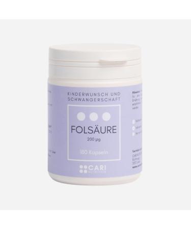 Folic acid | 200 mcg for the perfect dosage | 180 capsules | Fertility pregnancy breastfeeding | vegan & made in Germany