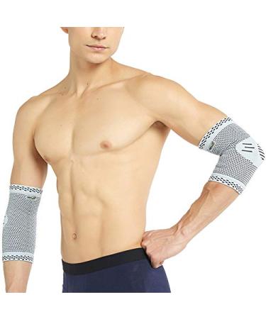 Neotech Care Elbow Support Sleeve - Bamboo Fiber 3D Weaving Knitted Fabric - Elastic & Breathable - For Golf Tennis Sports - Right or Left Arm - Grey Colour (Size S 1 Pair) S 2 - Buy Online on GoSupps.com