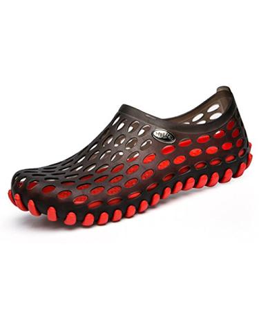 clapzovr Mens Sandals Shower Water Shoes Beach Swim Pool River Shoes Comfort Garden Clogs 10 Red