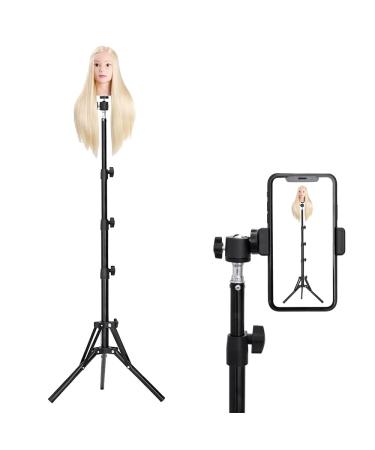 Multifunctional Wig Stand Tripod/Phone Tripod stand, 60 inches Metal Wig Mannequin Head Tripod Stand, Adjustable Wig Tripod Stand, Phone Tripod for iPhone, Android, Camera