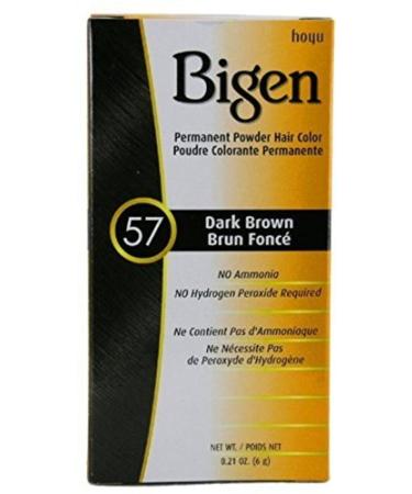 Bigen Permanent Powder Hair Color 57 Dark Brown 1 ea (Pack of 4) Brown 0.21 Ounce (Pack of 4)
