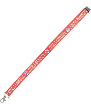 Type 1 Diabetic Printed Lanyard Key Tag Set - Red Diabetes Medical Alert for Insulin Dependency - Buy Online on GoSupps.com