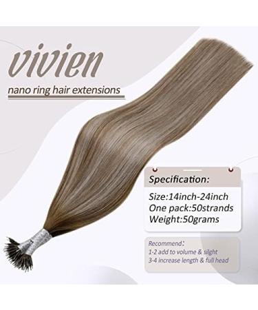 Nano Human Hair Extensions Balayage Nano Tip Hair Extensions Blonde Hair Extensions Invisible 50g 1g/s 18Inch 6/60/6 - Buy Online on GoSupps.com