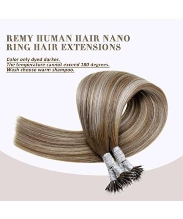 Nano Human Hair Extensions Balayage Nano Tip Hair Extensions Blonde Hair Extensions Invisible 50g 1g/s 18Inch 6/60/6 - Buy Online on GoSupps.com