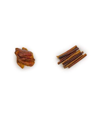 Loyalty Dog Treats Pig Ears (Pack of 25) + Beef Bully Sticks (Pack of 10) | Natural Single Ingredient Dehydrated Dog Chews Dog Treats + Dental Chew 6 inch 25 Pack