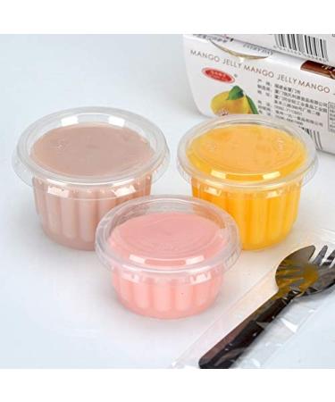 Xshelley (50PcS) PE material plastic cup with lid, pudding, yogurt, sauce, sampling, cake, transparent jelly cup