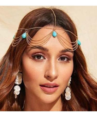 Jovono Boho Turquoise Head Chain Turquoise Headband Wedding Hair Accessories for Women and Girls - Buy Online on GoSupps.com