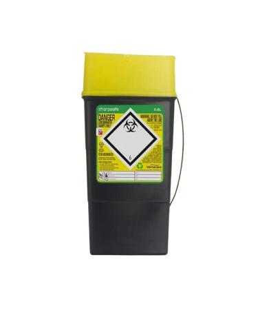 Sharpsafe 0.6 Litre 5th Generation Yellow/Grey -Sharps Bin Clinical Waste Disposal