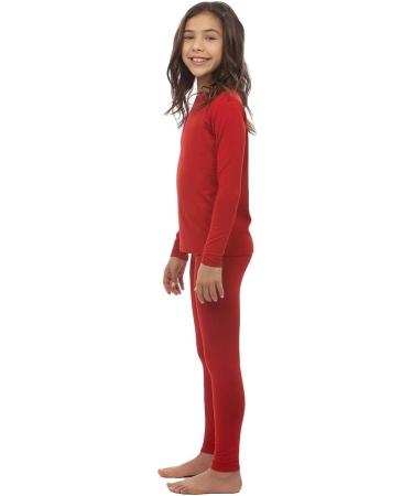 Bodtek Girls Thermal Long Underwear Set - Red, X-Small | Fleece Lined Long Johns for Kids - Buy Online on GoSupps.com