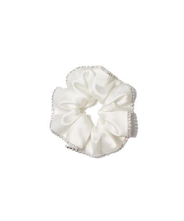 Hair Ties Satin Silk Scrunchies for Women Rubber Bands for Hair (White)