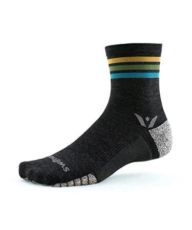 Swiftwick - FLITE XT TRAIL FIVE, Trail Running and Hiking Socks Stripe Aqua Large