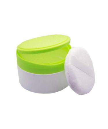 1Pcs Empty Powder Puff Box Baby After-Bath Body Powder Container Dispenser with Sifter and Powder Puffs (Green)