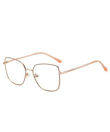 Tofox blue light filter glasses cat eye metal frame retro without container with glasses case and glasses cleaning cloth for computer television work gaming unisex color-3