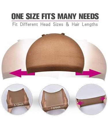 20Pcs Wig Caps: 10 Light Brown & 10 Dark Brown Stretchy Stocking Caps for Women - Nylon Nude&Brown - Buy Online on GoSupps.com
