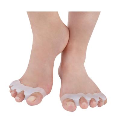 DEAVER Toe Separators 5 Hole Stretcher Toe Divider Hallux Valgus Corrector Overlap -Great for Overlapping Toes Prevent Corns & Callus Improve Foot Strength Onecolor 4 pairs