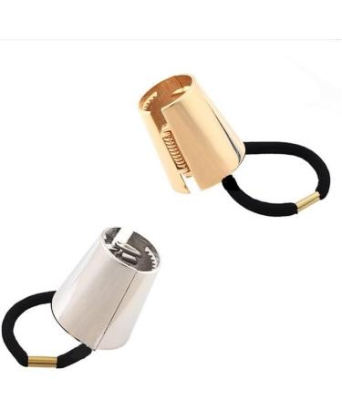 Vipolishtry 2 Pieces Gothic Punk Metal Circle Hair Cuff Elastic Hair Band Hair Ties Ponytail Holder Hair Rope Accessory for Women Girls - Buy Online on GoSupps.com