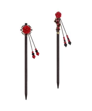 2 pieces Chinese Japanese hairsticks for rolls Chinese traditional hairsticks hair sticks vintage retro wood hairpin for women hair accessories - Buy Online on GoSupps.com