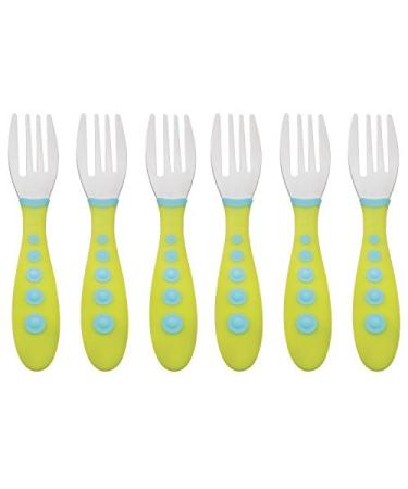 Gerber Stainless Steel Tip Kiddy Cutlery Forks - 6 Pack Green