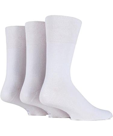 ZRWASKA Women's Diabetic Socks Oedema friendly Wide Honey Comb top soft cuff Ankle Non-Elastic for Swollen feet Legs Non-Binding Circulatory Sock 3 Pack Size 4-7 4-7 White (3 Pairs)