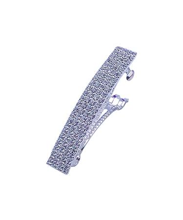 A&A Hair Beauty Hair Accessories Headwear Patent Clip Hair Clip Hairpin Clip Rhinestone 4 Rows White