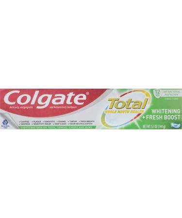 Colgate Total Whitening + Fresh Boost Toothpaste - Mint Flavor 5.1 oz Tube | International Shipping Available - Buy Online on GoSupps.com