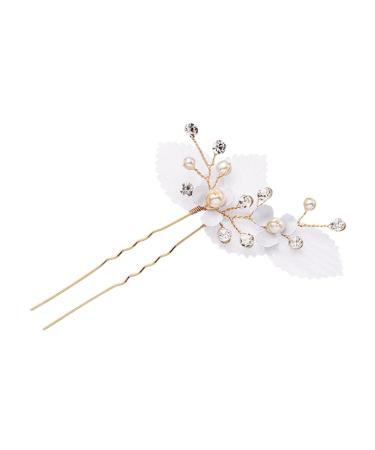 FRCOLOR Rhinestone Hair Clip Gems for Hair Hairstyling Hair Fork Rhinestone Hairpin Bobby Hair Pin Rhinestone Hair Accessories Pearl Leaf Hair Pin Flowers Wedding Zinc Alloy Bride