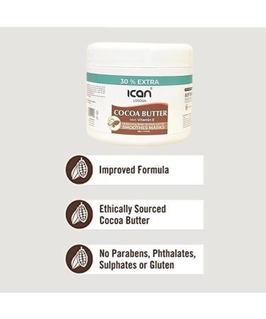 ican London Cocoa Butter With Vitamin E 24hr Moisturizing Smoothes Marks & DIY Use 500g - Buy Online on GoSupps.com
