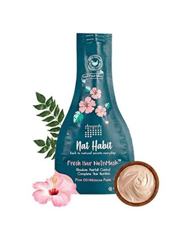 NAT Habit 5-Oil Hibiscus Fresh Hair Mask (NutriMask) | Hair Growth Hairfall Control & Hair Smoothening | Dry Frizzy Hair Treatment | Ayurvedic Herbal | 19 Herbs Heat Soaked