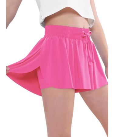 Girls 2 in 1 Flowy Athletic Shorts with Pockets - Rose Red, Size 8 Years - Buy Online on GoSupps.com