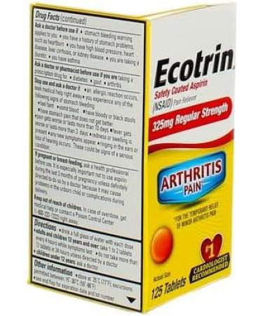 Ecotrin Regular Strength Pain Reliever | 125 Tablets (8 Pack) - Buy Online on GoSupps.com