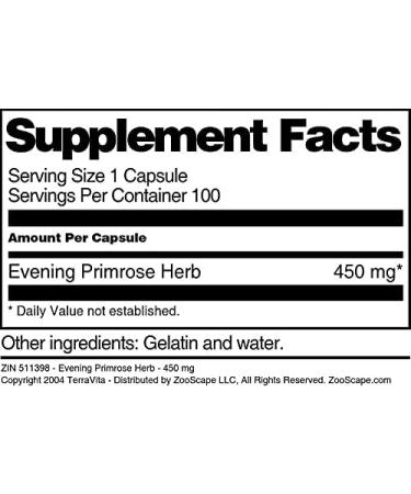 Evening Primrose Herb - 450 mg (100 Capsules ZIN: 511398) - 3 Pack - Buy Online on GoSupps.com