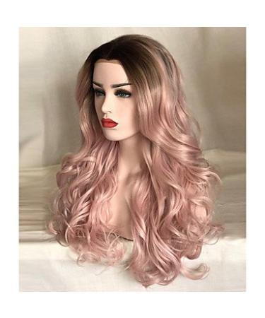 Buy Pink Long Synthetic Lace Front Women's Wig Natural Wave Hairstyle for Instant Glam - Buy Online on GoSupps.com