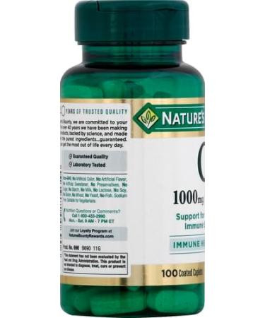 Nature's Bounty Vitamin C + Rose HIPS Immune Support 1000mg Vitamin C Coated Caplets 1 Serving per Day Vegetarian Caplets 100 Ct (Pack of 2) - Buy Online on GoSupps.com