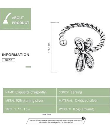 Earrings for Women 1 Piece Vintage Sterling Silver Dragonfly Ear Cuff for Women Ear Clip Simple Style Jewelry Set Friendship Gift - Buy Online on GoSupps.com