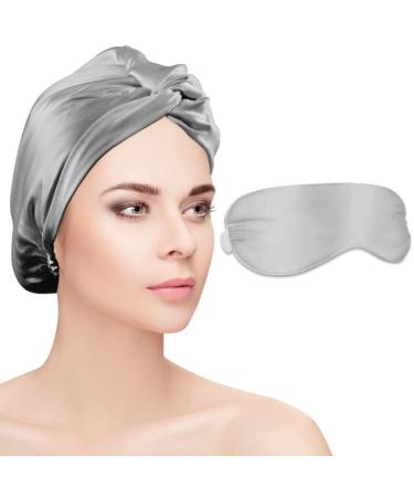 Silk Sleep Cap for Women  22 Momme 100% Pure Mulberry Silk Bonnet  Double Layer Hair Bonnet for Sleeping  Grey