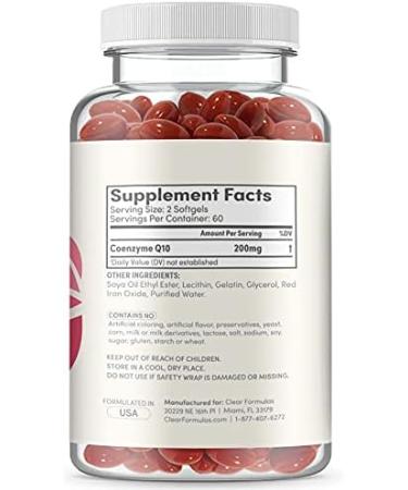 ClearFormulas Pure CoQ10 200mg - 120 Non-GMO Softgels for Quick Absorption | Fast International Shipping - Buy Online on GoSupps.com