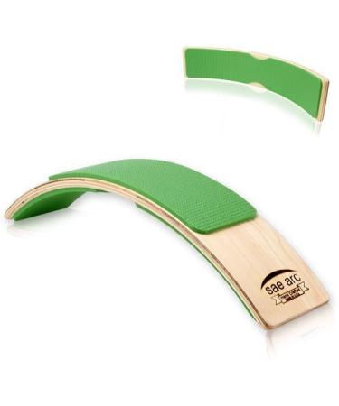 Spine Stretching Lumbar Support - Wooden Back Flex & Posture Alignment Device (Green)