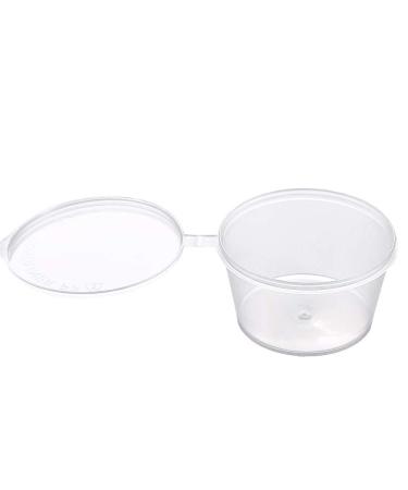 2 oz. - 100 SetsDisposable Plastic Portion Cups with Lids, Stackable Airtight Dressing Container to Go, Jello Shot Cups Souffle Cups Sauce Cups