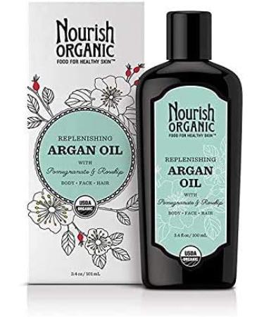 Nourish Organic Replenishing Argan Oil - Body Face & Hair Treatment with Pomegranate & Rosehip | 3.4 oz - Shop Internationally - Buy Online on GoSupps.com