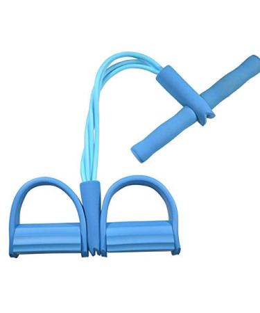 20" 11" 4 Tubes Natural Latex Foot Pedal Elastic Pull Rope with Handle Fitness Equipment Bodybuilding Expander for Abdomen/Waist/Arm/Leg Stretching Slimming Training BLUE