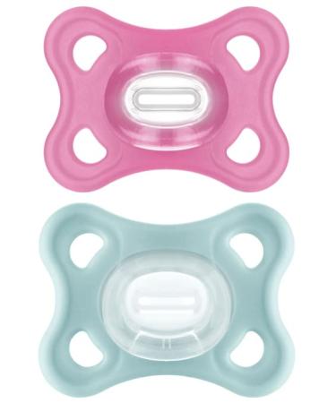 MAM Comfort Pacifiers Newborn Pacifiers (2 Pack) MAM Pacifiers 3-12 Months Best Pacifier for Breastfed Babies Girl Silicone Pacifier 1 Count (Pack of 2) Girl