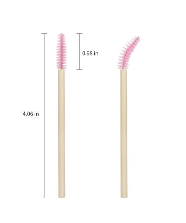 Mekupeu 100 Pack Eco-Friendly Bamboo Handle Eyelash Mascara Wands - Pink Disposable Makeup Brushes for Eye Lash Extension Tool Kit - Buy Online on GoSupps.com