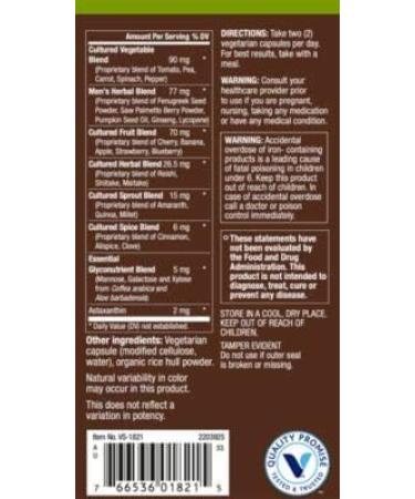 Plant Fermented Whole Food Multivitamin for Men 50+ | Immune Support | Metabolism Boost | Bone Health | 120 Vegetarian Capsules - Buy Online on GoSupps.com