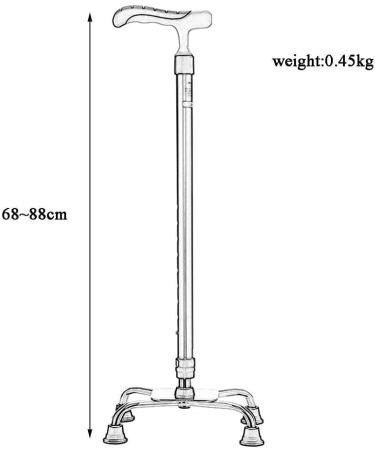 Crutch Crutches for The Elderly - Large Four-Legged Walking Stick - Non-Slip and Lightweight Aluminum Alloy Walking Stick for unadorned 9 Height Adjustable Levels for Elderly People with ar Journey - Buy Online on GoSupps.com
