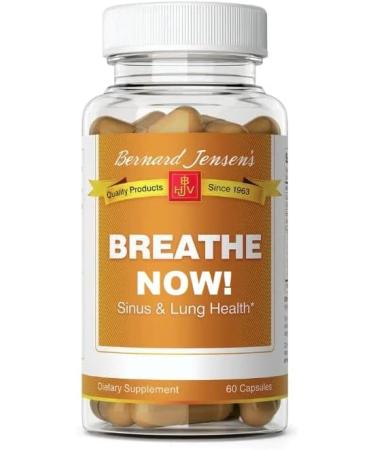 Bernard Jensen's Breathe Now Supplement Natural Support for Respiratory, Sinus, and Lung Health, Promotes Breathing Wellness, Herbal Formula, Immune Boost, Non-GMO, Vegan-Friendly, 60 Capsules