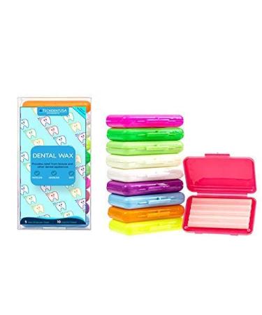 Braces Wax 10 Pack - Unscented & Flavorless Orthodontic Wax Strips with Color Cases - Food Grade Dental Wax for Braces & Aligners by tecnidentusa - Buy Online on GoSupps.com