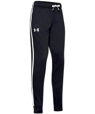 Under Armour Girl's Fleece Pant, Black/White, Medium