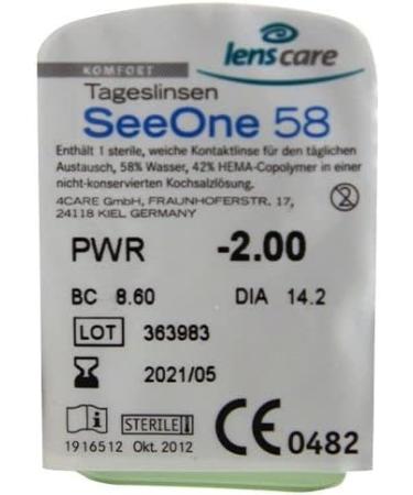 SeeOne 58 Daily Lenses - 5 Pack | BC 8.6mm DIA 14.2mm -0.50 Diopters | International Shipping - Buy Online on GoSupps.com